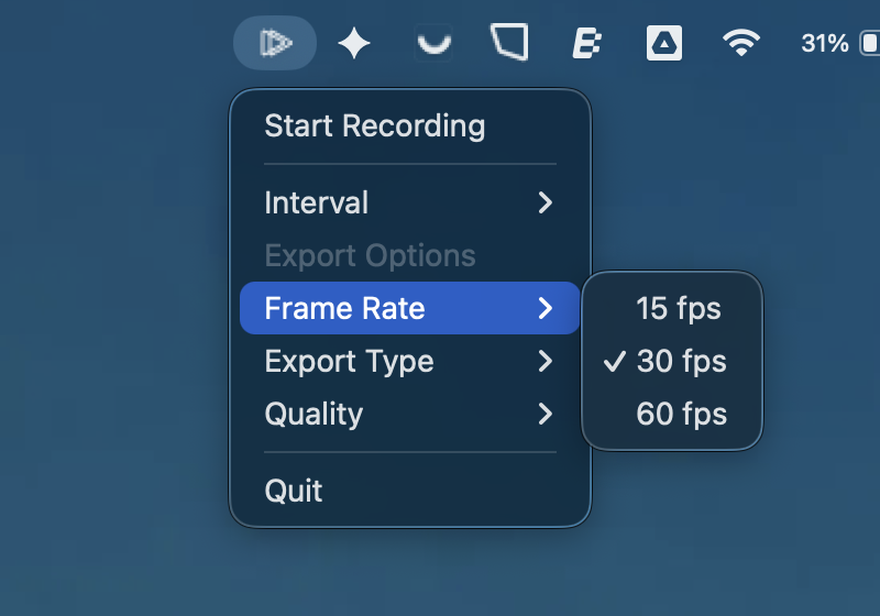 Leap Frame Rate Menu Settings