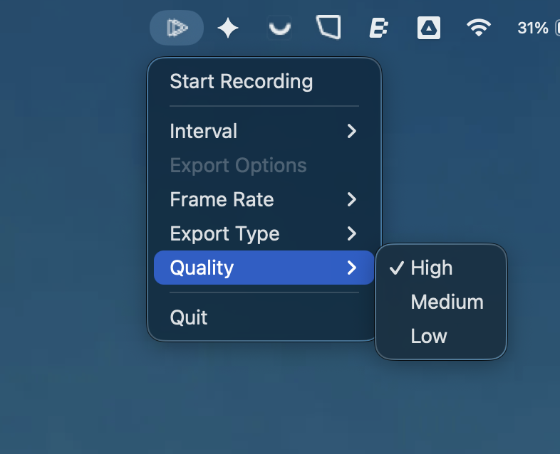 Leap Export Quality Options